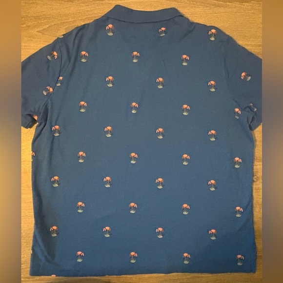 Polo Ralph Lauren Mens XL ALL-OVER FLAMINGO AOP Cotton Short Sleeve Polo Blue - Picture 2 of 8
